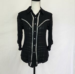 Chelsea & Violet Western Knit Button Down Rolled Sleeve Top